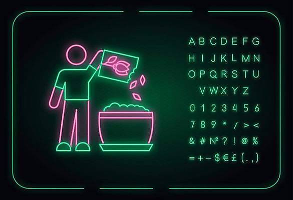 EPS 해외이미지 전신 알파벳 꽃 화분 선 백그라운드 일러스트 씨앗 한명 사람 타이포그라피 화려 뿌리기 심볼 네온 형광등 해외일러스트 식물 문자 1 영어 컨셉 모션 전등 파일형식 벡터 이미지허브