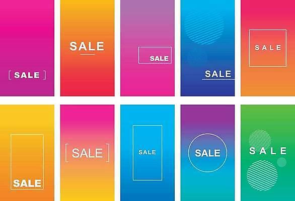 EPS 해외이미지 배너 백그라운드 일러스트 프레임 사람없음 세로 세트 컬러풀 세일 사각형 원형 심플 그라데이션 블러 해외일러스트 도형 컬러 파일형식 벡터 이미지허브