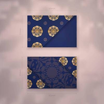 EPS 해외이미지 디자인 백그라운드 패턴 일러스트 명함 사람없음 파란색 세트 금색 고급 만다라 목업 해외일러스트 카드프레임 컬러 컨셉 무늬 프레임 파일형식 벡터 이미지허브