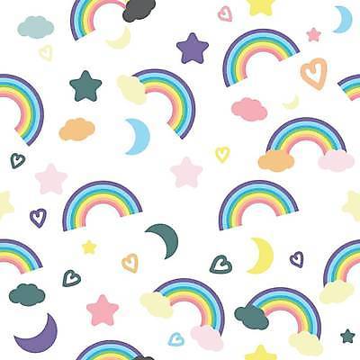 EPS 해외이미지 디자인 별 무지개 패턴 일러스트 사람없음 패턴백그라운드 달 하트 파스텔톤 해외일러스트 자연요소 모양 컬러 백그라운드 무늬 파일형식 벡터 이미지허브