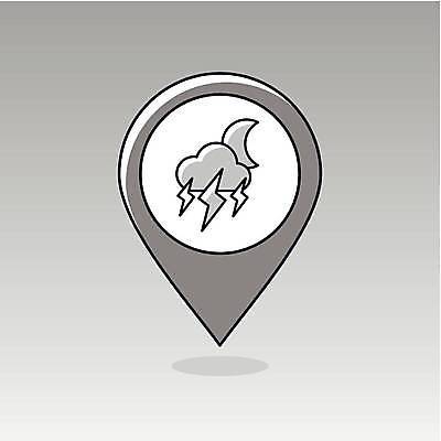 EPS 해외이미지 구름 지도 일러스트 표시 하늘 날씨 어둠 달 야간 번개 예측 달빛 심볼 사인 윤곽 폭풍 네비게이션 뇌우 충고 해외일러스트 자연요소 컨셉 파일형식 벡터 이미지허브