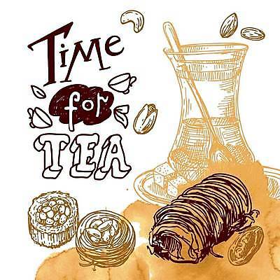 EPS 해외이미지 일러스트 캘리그라피 주전자 티타임 디저트 사람없음 해외일러스트 음식 주방용품 휴식 파일형식 벡터 이미지허브