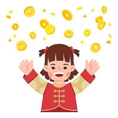 EPS 해외이미지 전통 돈 일러스트 새해 장식 빨간색 동전 축제 중국 축하 인사 행운 재산 플랫 축복 떨어짐 오브젝트 고립 잭팟 해외일러스트 아시아 컬러 컨셉 금융 예절 파일형식 벡터 이미지허브