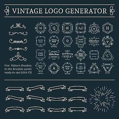 EPS 해외이미지 디자인 리본 일러스트 프레임 미술 사람없음 장식 세트 화려 고급 우아함 심볼 복고 모노그램 해외일러스트 컨셉 문화예술 파일형식 벡터 이미지허브