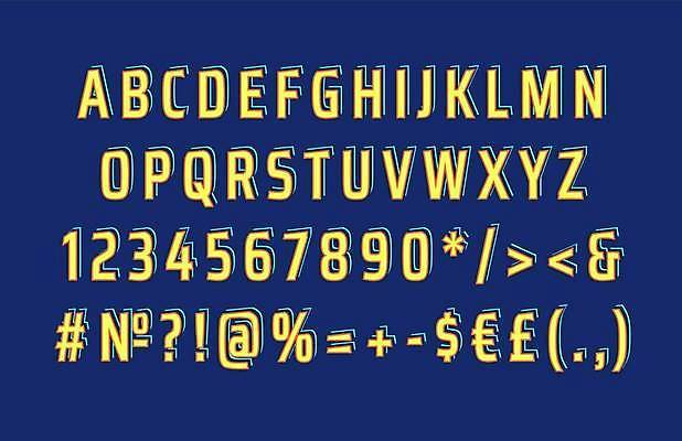 EPS 해외이미지 기호 디자인 알파벳 영어 일러스트 대문자 타이포그라피 사람없음 세트 숫자 노란색 플랫 심플 조합형타이포 해외일러스트 문자 컬러 파일형식 벡터 이미지허브