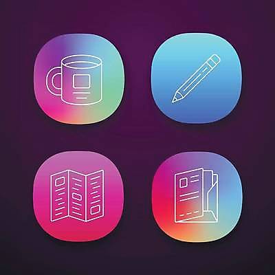 EPS 해외이미지 일러스트 비즈니스 사람없음 책 컬러풀 연필 머그컵 어플리케이션 그라데이션 해외일러스트 컬러 학용품 컵 필기구 파일형식 벡터 이미지허브