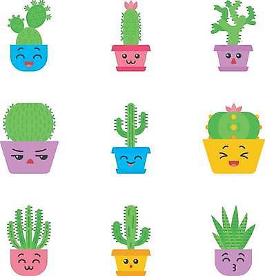EPS 해외이미지 캐릭터 꽃 감정 화초 일러스트 선인장 표정 사람없음 세트 컬러풀 가시 만화 이모티콘 해외일러스트 일러캐릭터 식물 컬러 파일형식 벡터 이미지허브