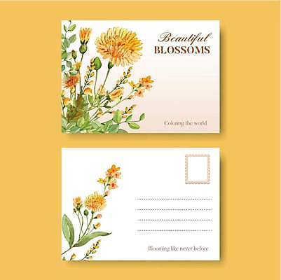 EPS 해외이미지 디자인 꽃 잎 일러스트 타이포그라피 사람없음 노란색 민들레 꽃봉오리 엽서 해외일러스트 식물 문자 컬러 편지 파일형식 벡터 이미지허브