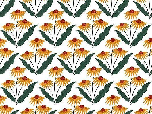 EPS 해외이미지 백그라운드 잎 패턴 일러스트 사람없음 노란색 민들레 보테니컬아트 해외일러스트 식물 꽃 컬러 무늬 파일형식 벡터 이미지허브