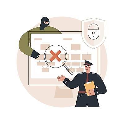 EPS 해외이미지 남자 일러스트 돋보기 자물쇠 들기 상반신 성인 두명 컴퓨터 손들기 모니터 정보 경찰 X 보안 방패 서류판 인터넷보안 조직도 성인남자만 해외일러스트 직업 알파벳 모션 안전 사람 전자제품 사무용품 남자만 성인만 파일형식 벡터 이미지허브