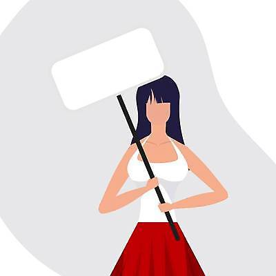 EPS 해외이미지 배너 여자 백그라운드 컨셉 일러스트 프레임 한명 들기 상반신 성인 팻말 자유 잡기 플랫 시위 운동가 항의 얼굴없음 성인여자한명만 해외일러스트 1 모션 사람 여자한명만 성인여자만 파일형식 벡터 이미지허브