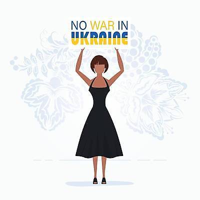 EPS 해외이미지 전신 여자 일러스트 프레임 한명 들기 성인 평화 팻말 자유 기도 전쟁 반대 시위 그만 우크라이나 이슈 항의 얼굴없음 성인여자한명만 해외일러스트 1 유럽 컨셉 모션 사람 여자한명만 성인여자만 파일형식 벡터 이미지허브