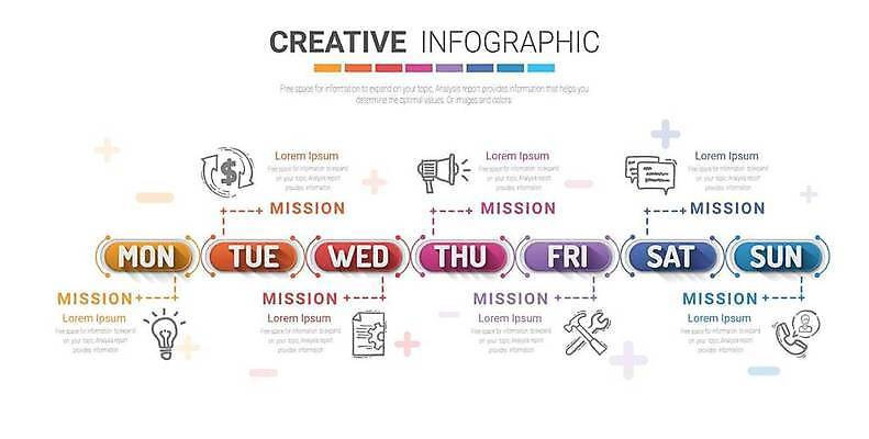 EPS 해외이미지 일러스트 비즈니스 사람없음 컬러풀 인포그래픽 연도 단계 미션 해외일러스트 컬러 파일형식 벡터 이미지허브