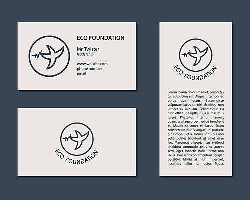 EPS 해외이미지 잎 일러스트 명함 사람없음 초록색 에코 비둘기 베이지색 해외일러스트 식물 컬러 조류 환경 파일형식 벡터 이미지허브