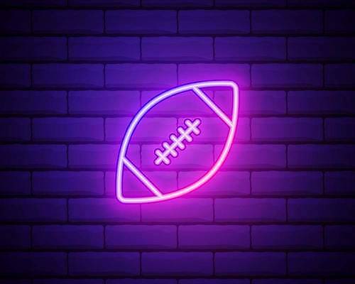EPS 해외이미지 벽 일러스트 사람없음 빛 보라색 네온 럭비공 네온아트 해외일러스트 컬러 공 럭비용품 파일형식 벡터 이미지허브