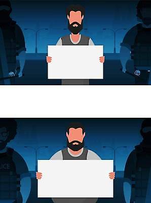 EPS 해외이미지 배너 남자 백그라운드 컨셉 일러스트 프레임 들기 여러명 상반신 성인 팻말 잡기 보여주기 시위 항의 얼굴없음 성인남자만 해외일러스트 다수 모션 사람 남자만 성인만 파일형식 벡터 이미지허브
