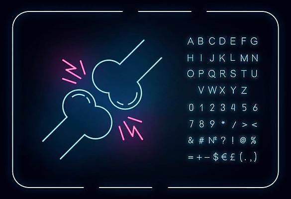 EPS 해외이미지 알파벳 선 백그라운드 일러스트 뼈 타이포그라피 사람없음 화려 심볼 관절염 네온 형광등 해외일러스트 문자 영어 컨셉 전등 질병 파일형식 벡터 이미지허브