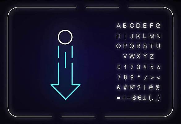 EPS 해외이미지 알파벳 화살표 선 백그라운드 일러스트 타이포그라피 사람없음 원형 화려 하락 심볼 네온 형광등 해외일러스트 도형 문자 영어 컨셉 전등 파일형식 벡터 이미지허브