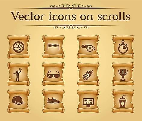 EPS 해외이미지 음료 신발 일러스트 사람모양 사람없음 세트 선글라스 갈색 빈티지 네트 두루마리 호루라기 트로피 심볼 배구공 스크롤 스톱워치 양피지 점수판 캡모자 해외일러스트 모양 모자_잡화 안경 스포츠용품 스포츠 시계 컬러 컨셉 공 배구 상_우승 파일형식 벡터 이미지허브