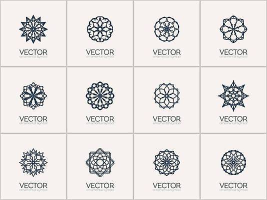EPS 해외이미지 디자인 일러스트 추상 사람없음 세트 오리엔탈 심볼 만다라 해외일러스트 무늬 파일형식 벡터 이미지허브