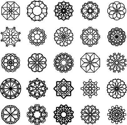 EPS 해외이미지 디자인 일러스트 추상 사람없음 세트 오리엔탈 심볼 만다라 해외일러스트 무늬 파일형식 벡터 이미지허브