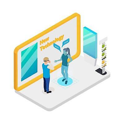 EPS 해외이미지 여자 남자 말풍선 일러스트 유리 책장 대화 손짓 성인 두명 일상 책 스크린 공간 과학기술 아이소메트릭 가상 가상현실 성인만 VR기기 해외일러스트 가구 모션 재질 기술 말하기 사람 라이프 기계 파일형식 벡터 이미지허브