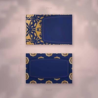 EPS 해외이미지 디자인 백그라운드 패턴 일러스트 명함 사람없음 파란색 세트 금색 고급 만다라 목업 해외일러스트 컬러 컨셉 무늬 파일형식 벡터 이미지허브