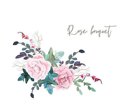 EPS 해외이미지 분홍색 백그라운드 일러스트 타이포그라피 사람없음 장미 엘리먼트 해외일러스트 문자 꽃 컬러 파일형식 벡터 이미지허브