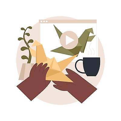 EPS 해외이미지 손 화분 종이 일러스트 미술 들기 취미 신체부위 머그컵 연습 종이접기 종이학 인터넷창 동영상창 해외일러스트 인터넷 모션 문화예술 사람 컵 동영상 접기 파일형식 벡터 이미지허브