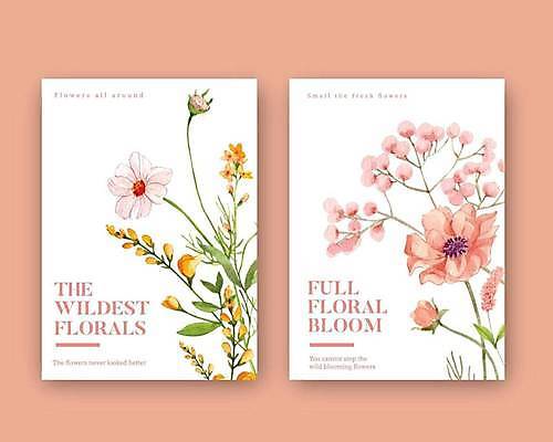 EPS 해외이미지 꽃 분홍색 잎 일러스트 사람없음 흰색 분위기 손그림 감성 잎줄기 해외일러스트 식물 줄기 컬러 컨셉 파일형식 벡터 이미지허브