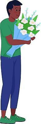EPS 해외이미지 전신 남자 꽃다발 일러스트 한명 서기 들기 성인 성인남자한명만 해외일러스트 1 꽃 모션 사람 남자한명만 성인남자만 파일형식 벡터 이미지허브