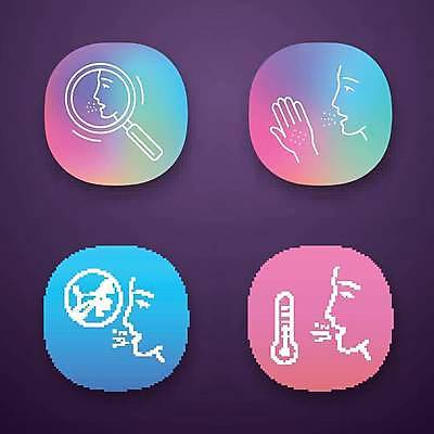 EPS 해외이미지 일러스트 돋보기 사람없음 컬러풀 어플리케이션 온도계 얼굴모양 손모양 그라데이션 알레르기 기침 해외일러스트 모양 얼굴 컬러 질병 파일형식 벡터 손_신체부위 이미지허브