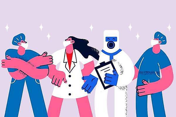 EPS 해외이미지 여자 남자 허리손 일러스트 마스크 손짓 상반신 성인 건강관리 의사가운 수술복 감싸기 서류판 성인만 방역복 해외202309 해외일러스트 옷 포즈 모션 건강 관리 사람 사무용품 의사 가운 방역 파일형식 벡터 이미지허브