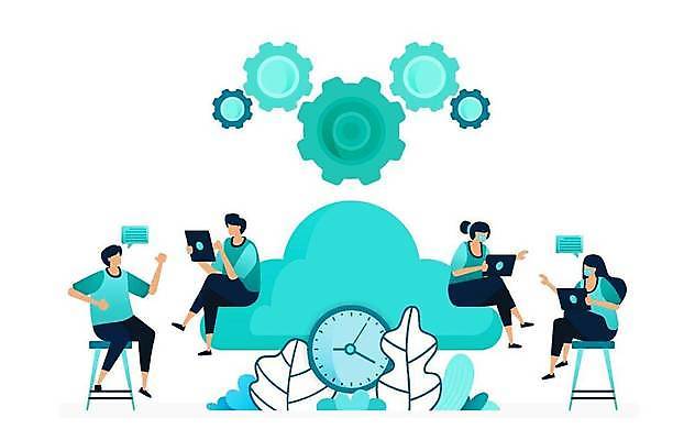 EPS 해외이미지 전신 여자 남자 시계 말풍선 잎 의자 일러스트 비즈니스 마스크 앉기 여러명 성인 스마트 톱니바퀴 민트색 성인만 해외일러스트 식물 컬러 가구 다수 컨셉 모션 사람 파일형식 벡터 이미지허브