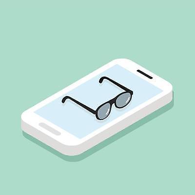 EPS 해외이미지 안경 일러스트 모바일 사람없음 스마트폰 아이소메트릭 민트색 해외일러스트 잡화 컬러 핸드폰 스마트기기 파일형식 벡터 이미지허브