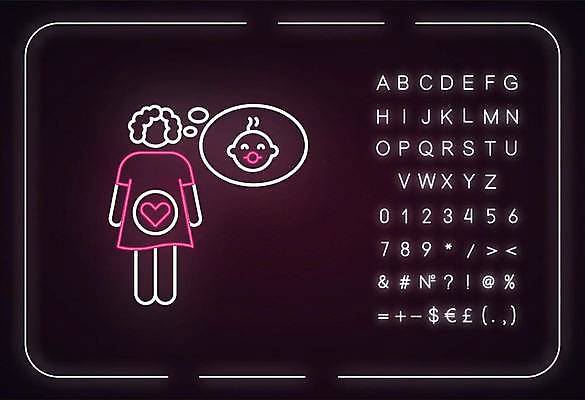 EPS 해외이미지 알파벳 여자 선 백그라운드 말풍선 생각 일러스트 한명 성인 타이포그라피 임산부 임신 하트 아기 화려 심볼 네온 형광등 성인여자한명만 해외일러스트 모양 문자 1 영어 컨셉 전등 사람 여자한명만 성인여자만 파일형식 벡터 이미지허브