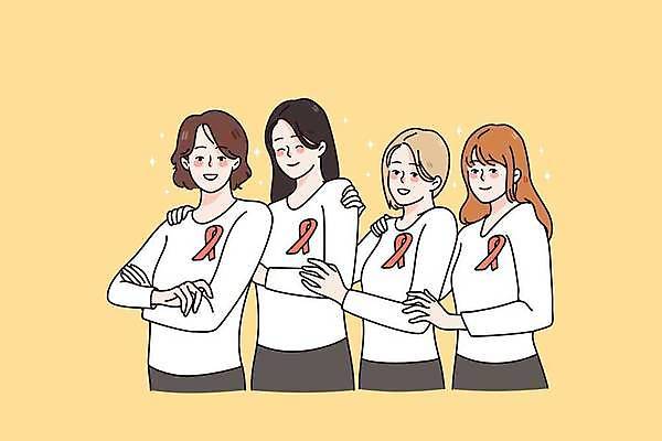 EPS 해외이미지 여자 백그라운드 컨셉 일러스트 건강 여러명 상반신 성인 팔짱 희망 심볼 핑크리본캠페인 유방암예방캠페인 성인여자만 어깨에손 자선단체 핑크리본 해외일러스트 감정 리본 캠페인 다수 모션 사람 그룹 자선 여자만 성인만 파일형식 벡터 이미지허브