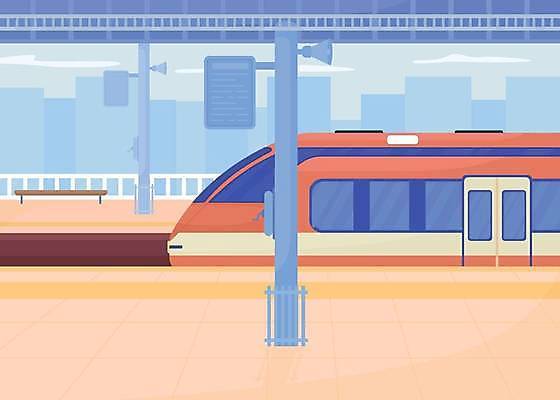 EPS 해외이미지 일러스트 사람없음 기차 역 플랫폼 해외일러스트 육상교통 교통시설 대중교통 파일형식 벡터 이미지허브