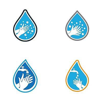 EPS 해외이미지 선 하늘색 일러스트 의학 사람없음 세트 물방울 심볼 수도꼭지 손모양 해외일러스트 모양 파란색 파일형식 벡터 손_신체부위 이미지허브