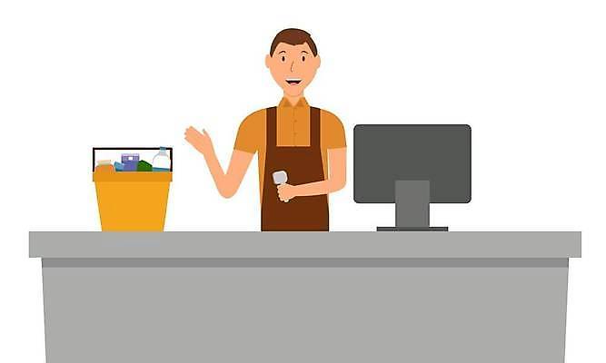 EPS 해외이미지 직업 캐릭터 남자 음식 일러스트 비즈니스 노동자 미소 사람 금융 쇼핑 컴퓨터 세일 바구니 상점 앞치마 장비 업무 시장 플랫 구매 상품 만화 종업원 책상 직원 서비스 상업 결제 소매 슈퍼마켓 계산원 체크아웃 해외일러스트 일러캐릭터 가구 표정 경제 전자제품 작업 파일형식 벡터 이미지허브