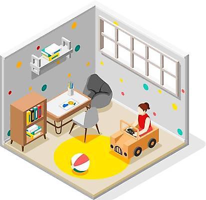 EPS 해외이미지 여자 어린이 의자 일러스트 공 창문 책장 선반 한명 상반신 일상 책 공간 승차 장난감자동차 책상 아이소메트릭 소녀한명만 해외일러스트 1 가구 모션 사람 라이프 장난감 여자한명만 소녀만 파일형식 벡터 이미지허브