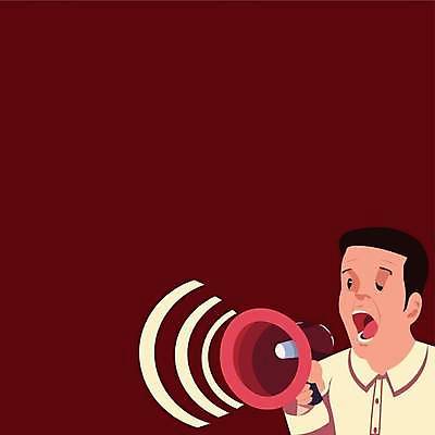 EPS 해외이미지 남자 일러스트 입벌림 한명 들기 상반신 성인 빨간색 확성기 외침 알림 성인남자한명만 카피스페이스 해외일러스트 1 컬러 모션 표정 사람 소리 공백 남자한명만 성인남자만 파일형식 벡터 이미지허브