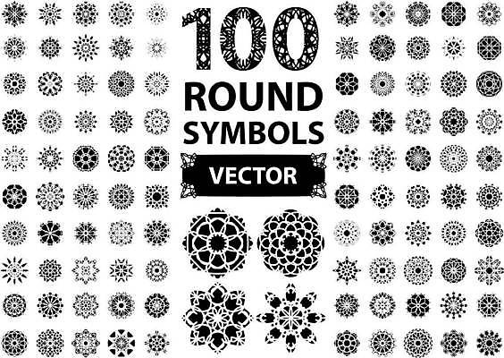 EPS 해외이미지 디자인 일러스트 추상 사람없음 세트 오리엔탈 심볼 만다라 해외일러스트 무늬 파일형식 벡터 이미지허브