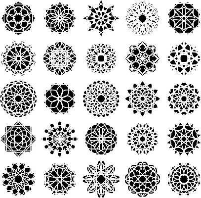 EPS 해외이미지 디자인 일러스트 추상 사람없음 세트 오리엔탈 심볼 만다라 해외일러스트 무늬 파일형식 벡터 이미지허브