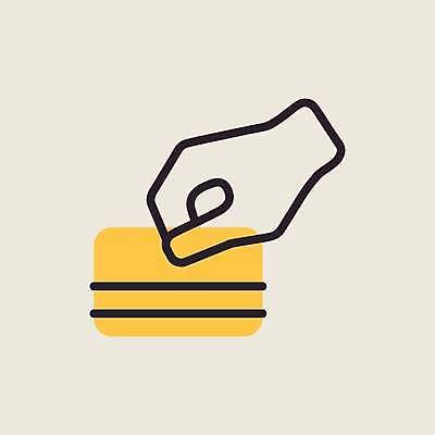 EPS 해외이미지 일러스트 사람없음 노란색 잡기 신용카드 손모양 해외일러스트 모양 컬러 모션 금융 파일형식 벡터 손_신체부위 이미지허브