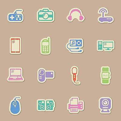 EPS 해외이미지 시계 스티커 일러스트 사람없음 노트북 스마트폰 컴퓨터 세트 컬러풀 라벨 헤드폰 스피커 마우스 MP3 인쇄기 게임기 전화기 마이크 와이파이 폴라로이드 캠코더 해외일러스트 컬러 음향기기 프레임 전자제품 핸드폰 스마트기기 카메라 컴퓨터용품 무선인터넷 파일형식 벡터 이미지허브