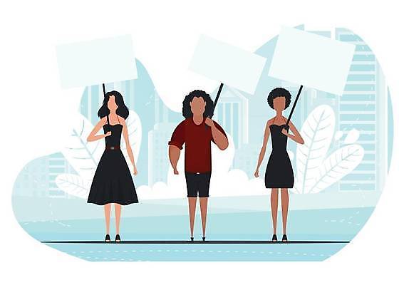 EPS 해외이미지 전신 여자 남자 캠페인 일러스트 프레임 들기 성인 팻말 자유 분노 메시지 군중 민주주의 시위 혁명 운동가 집회 항의 얼굴없음 성인만 해외일러스트 감정 컨셉 모션 사람 파일형식 벡터 이미지허브