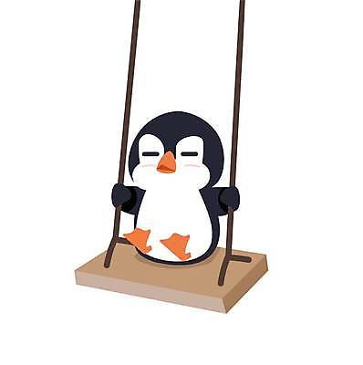 EPS 해외이미지 한마리 일러스트 사람없음 잡기 승차 그네 펭귄 그네타기 해외일러스트 1 모션 놀이 조류 파일형식 벡터 이미지허브