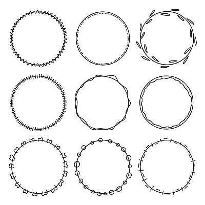 EPS 해외이미지 디자인 일러스트 프레임 사람없음 세트 원형 국경 해외일러스트 도형 파일형식 벡터 이미지허브