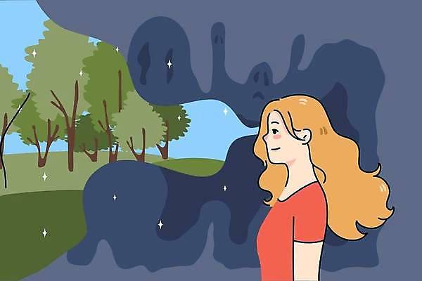 EPS 해외이미지 라이프스타일 응시 여자 행복 일러스트 한명 상반신 성인 빛 평화 희망 변화 긍정 긍정적 성인여자한명만 해외일러스트 1 시선 감정 컨셉 사람 생활 여자한명만 성인여자만 파일형식 벡터 이미지허브